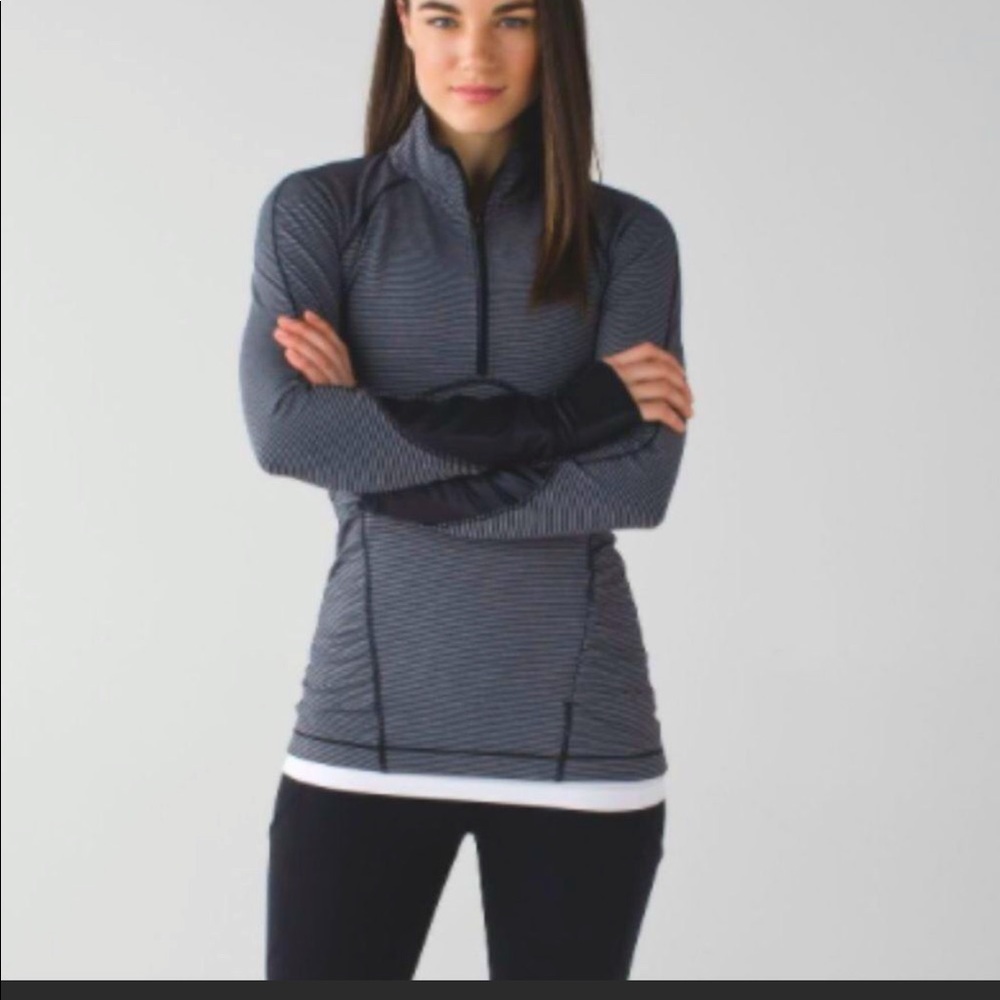 Lululemon cross cross 1/2 zip Tonka Stripe black